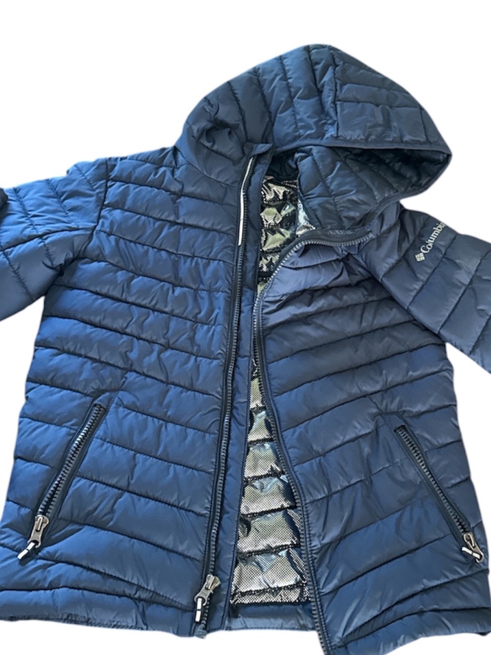 Columbia Kids Omni-Heat Hooded Puffer Jacket Blue Size Medium 10/12